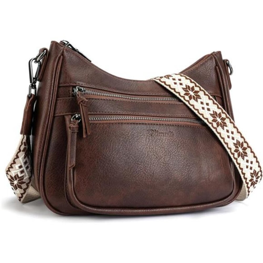 womens leather crossbody purse vegan shoulder bag travel handbag multi pocket